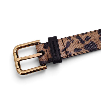 DOLCE & GABBANA LEOPARD LEATHER BELT - SIZE 85