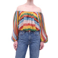 DOLCE & GABBANA STRIPED COLOURFUL BLOUSE - SIZE 40