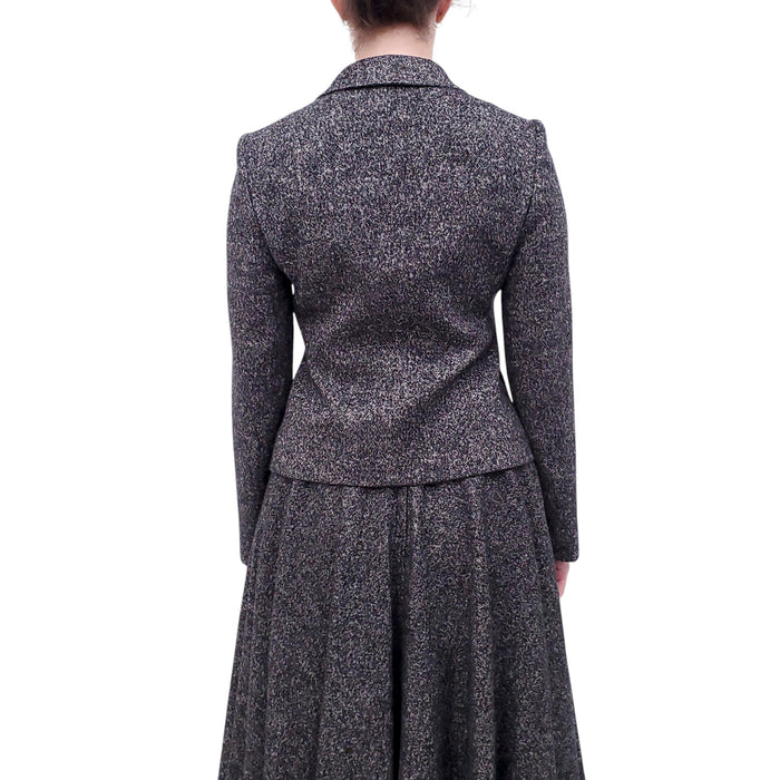 DOLCE & GABBANA TWEED SKIRT WITH MATCHING JACKET & LEOPARD INTERIOR - SIZE 38
