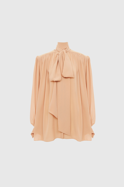 Domna Balloon Sleeve Tie Up Ruch Top