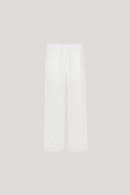 Donatello Drawstring Straight Pants In White