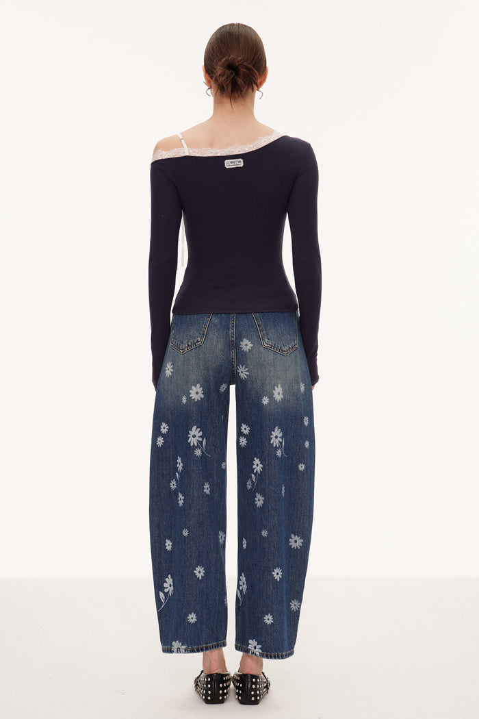Eini One Shoulder Lace Top In Black