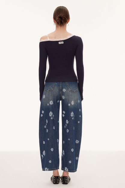 Eini One Shoulder Lace Top In Black