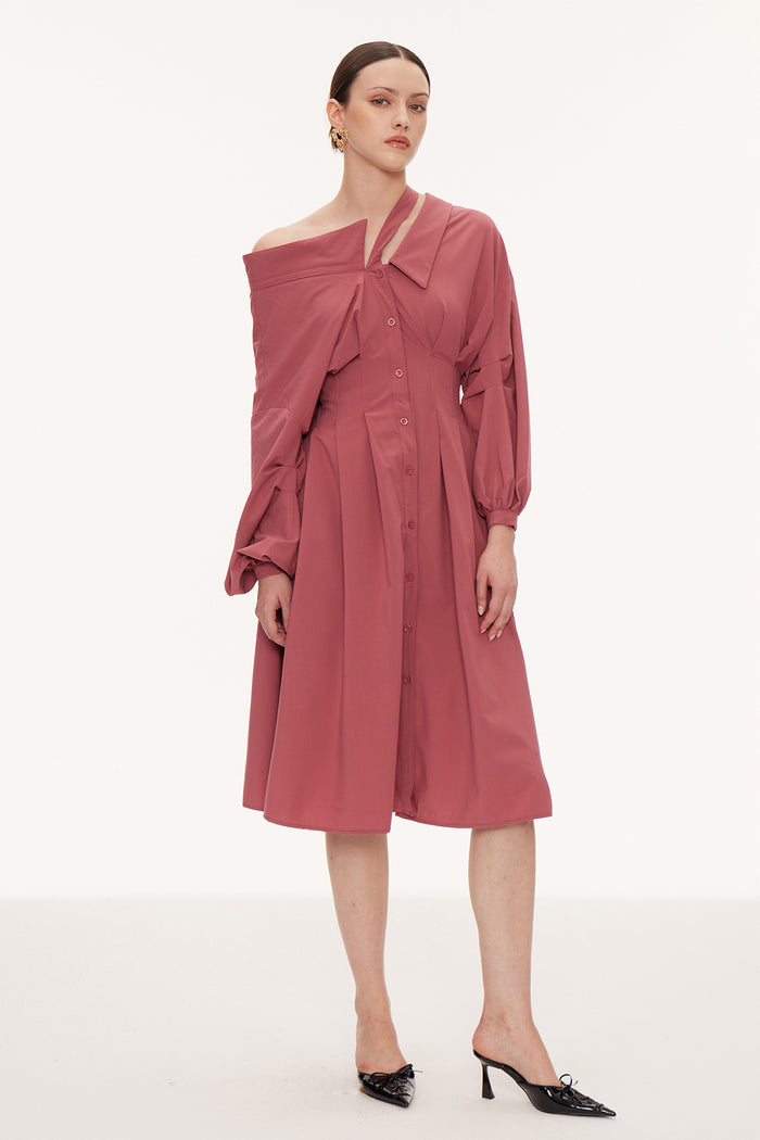 Eino Asymmetric Deconstruct Midi Dress