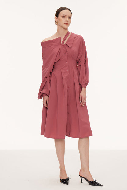 Eino Asymmetric Deconstruct Midi Dress