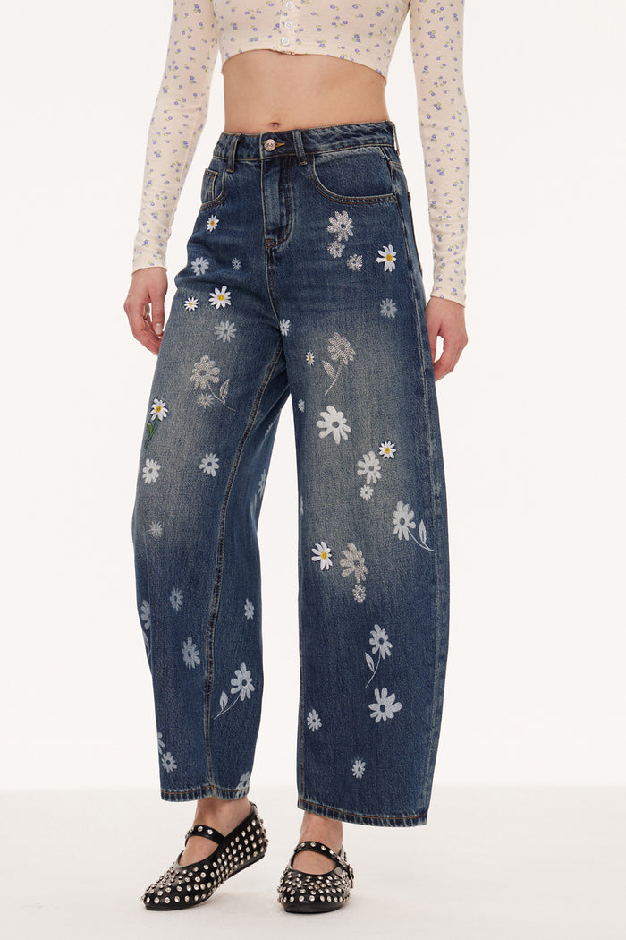 Eir Floral Barrel Jeans