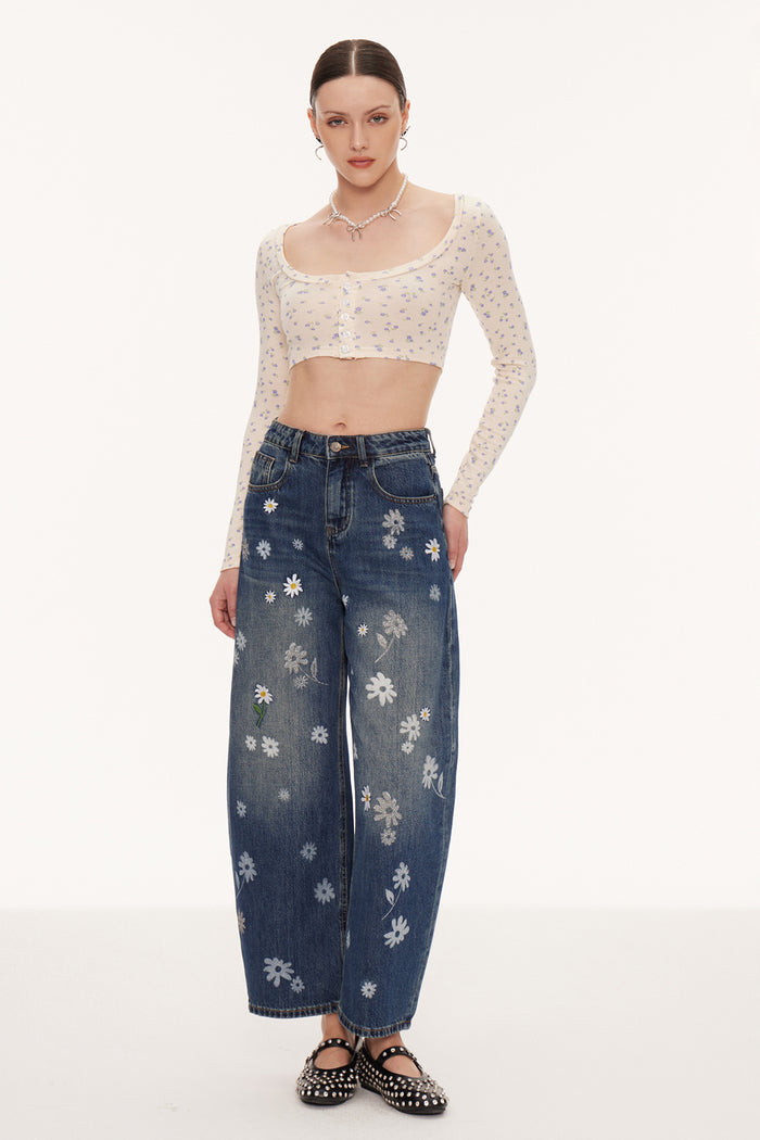 Eir Floral Barrel Jeans