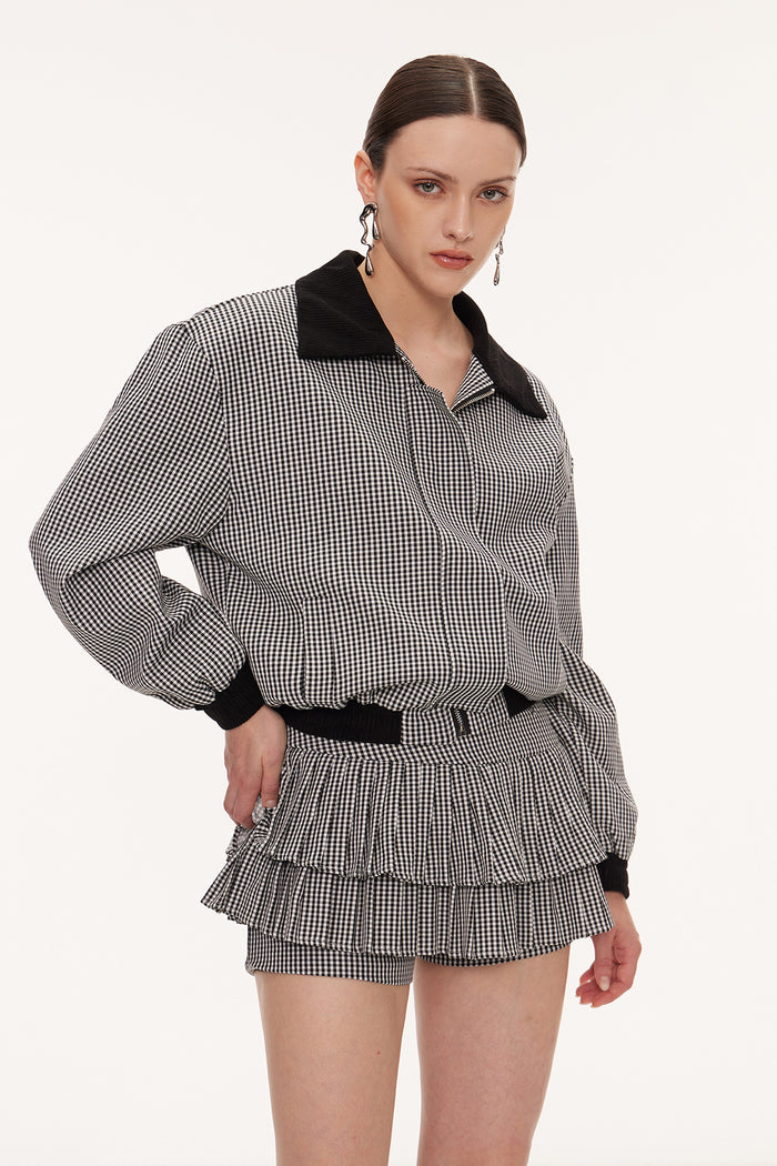 Eira Grid Pleated Skirt Set
