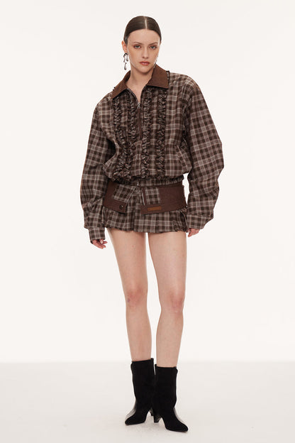 Eirini Grid Ruffle Skirt Set