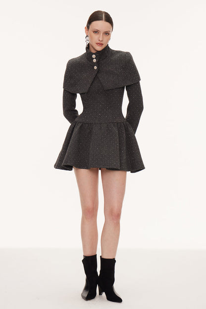 Eirwen Shawl Ruffle Mini Dress