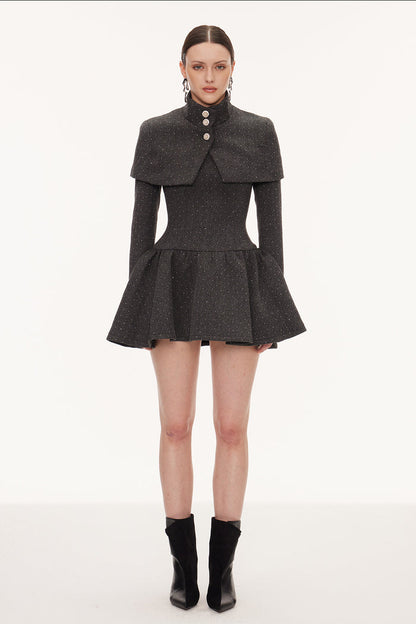 Eirwen Shawl Ruffle Mini Dress