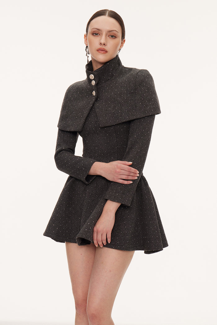 Eirwen Shawl Ruffle Mini Dress