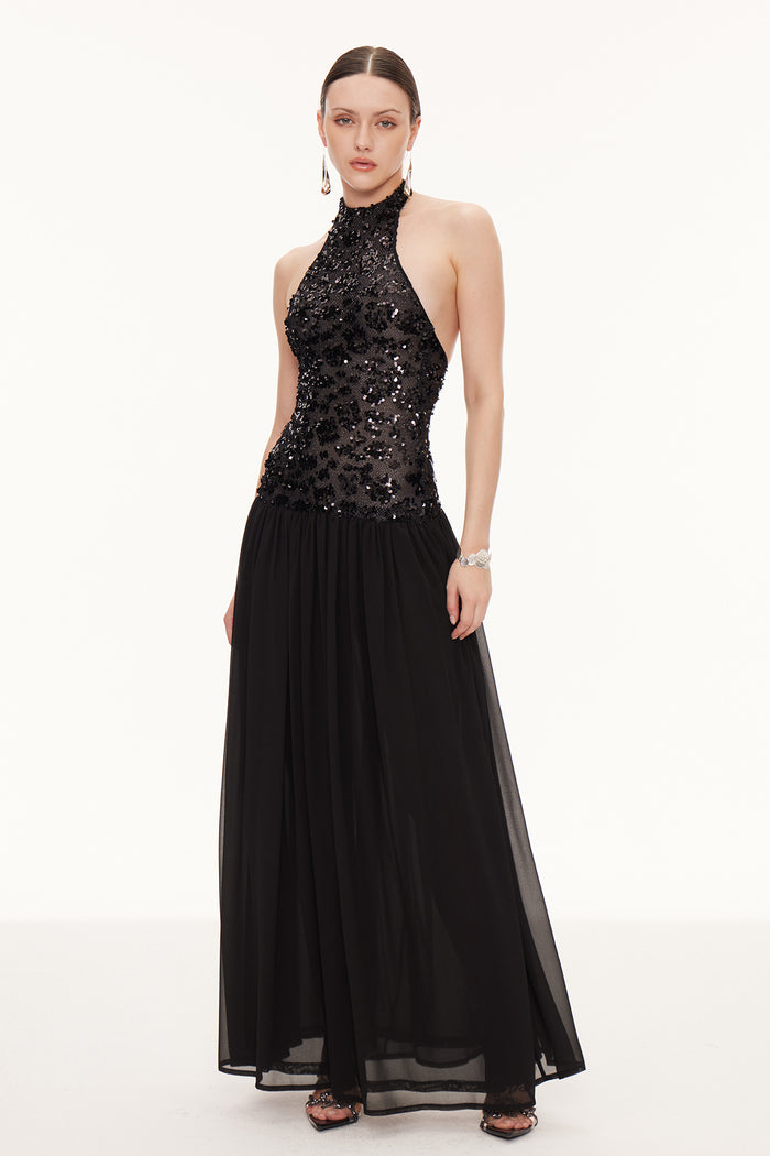 Eivind Tank Top Sequin Mesh Maxi Dress