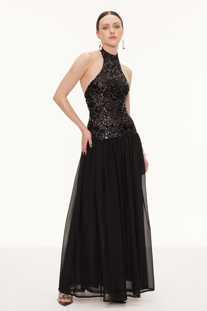 Eivind Tank Top Sequin Mesh Maxi Dress