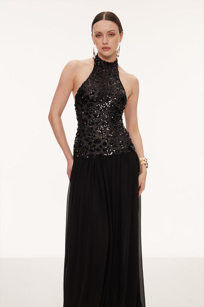 Eivind Tank Top Sequin Mesh Maxi Dress