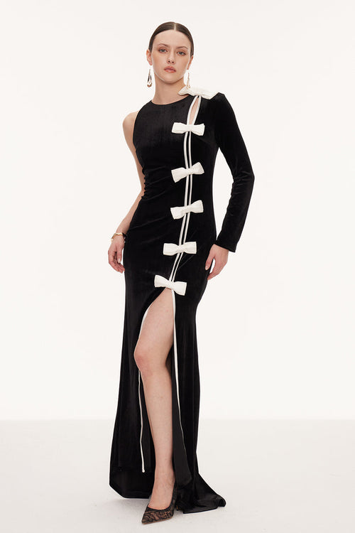 Ejder Asymmetric Bow Split Maxi Dress