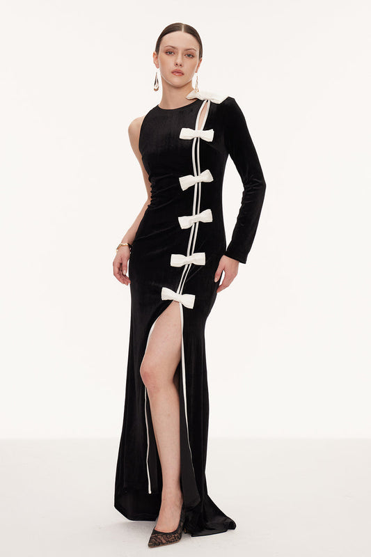 Ejder Asymmetric Bow Split Maxi Dress