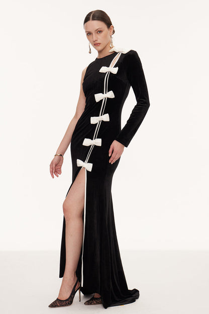 Ejder Asymmetric Bow Split Maxi Dress