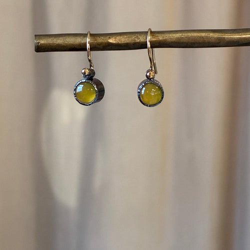 EL026-12 Yellow Chalcedony Drop Earrings
