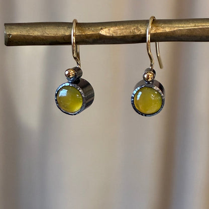 EL026-12 Yellow Chalcedony Drop Earrings