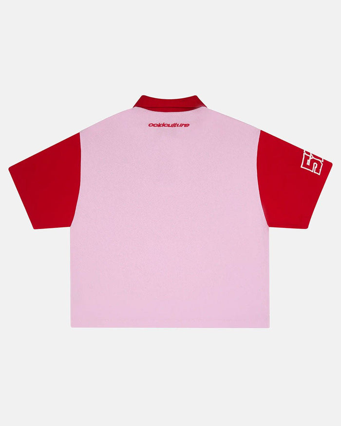 ELLIOT POLO PINK - pink colorblock polo shirt, back view - Cold Culture