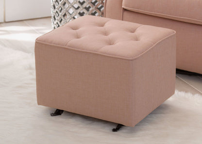 Delta Children Blush (636) Emma Diamond Tufted Nursery Gliding Ottoman, hangtag, a1a