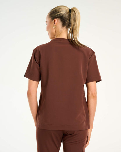 Essential Crewneck Scrub Top - Cocoa