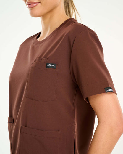 Essential Crewneck Scrub Top - Cocoa