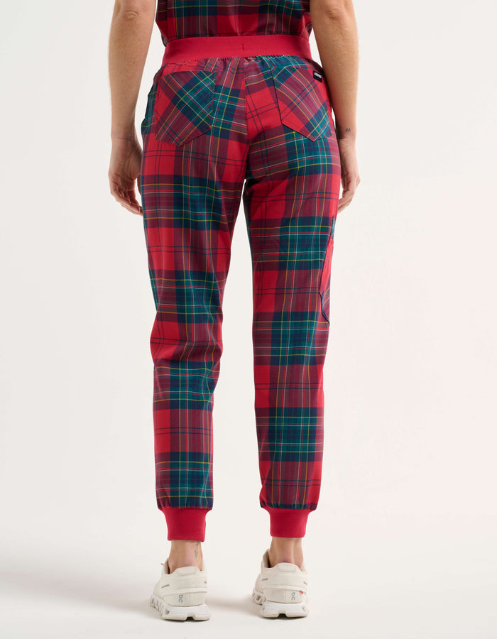 Essential Jogger Scrub Pants - Christmas Red Tartan