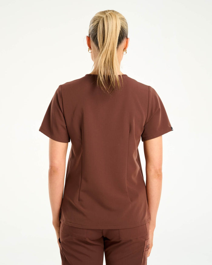 Essential One Pocket V Neck Scrub Top - Cocoa