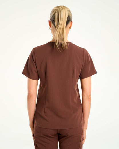 Essential One Pocket V Neck Scrub Top - Cocoa