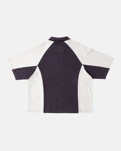 EXTREME POLO IRON GREY - grey two-tone zip polo shirt, back view - Cold Culture
