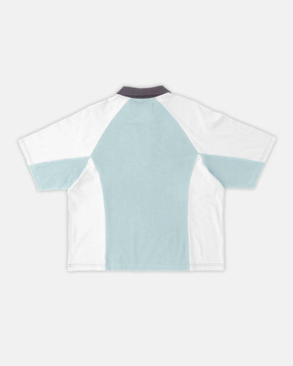 EXTREME POLO IRON LIGHT BLUE AND GREY - light blue and grey polo shirt, back view - Cold Culture
