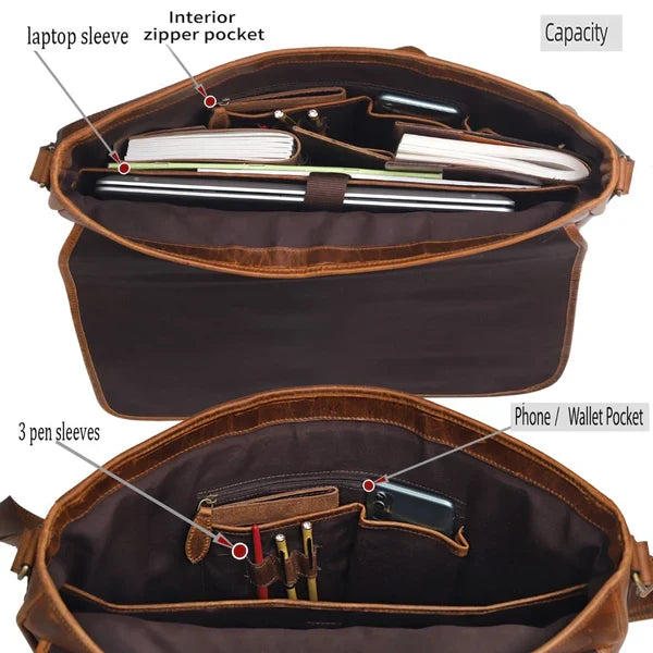 Farm Leather Messenger Bag - Brown