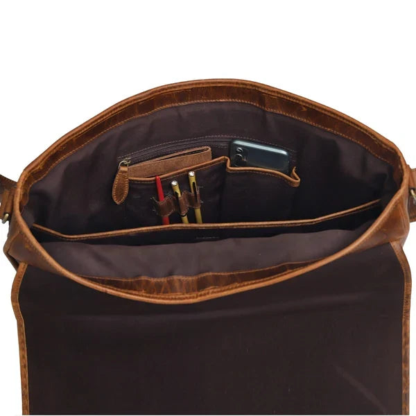 Farm Leather Messenger Bag - Brown