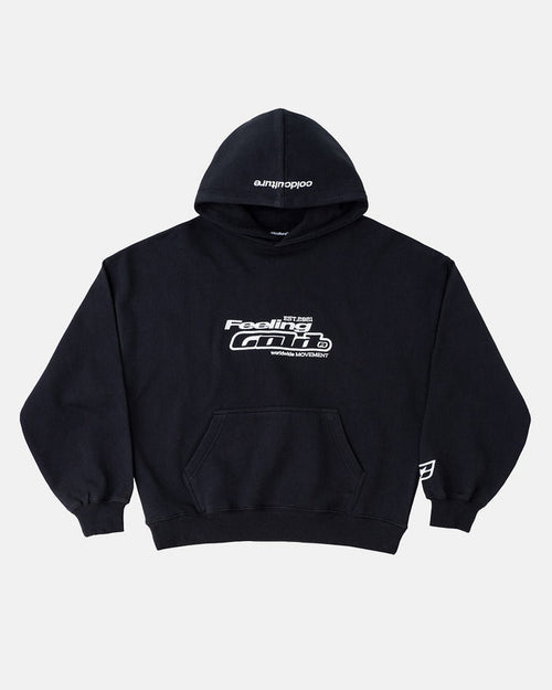 FEELING GOOD TODAY HOODIE BLACK - black oversized hoodie, front view - Cold Culture