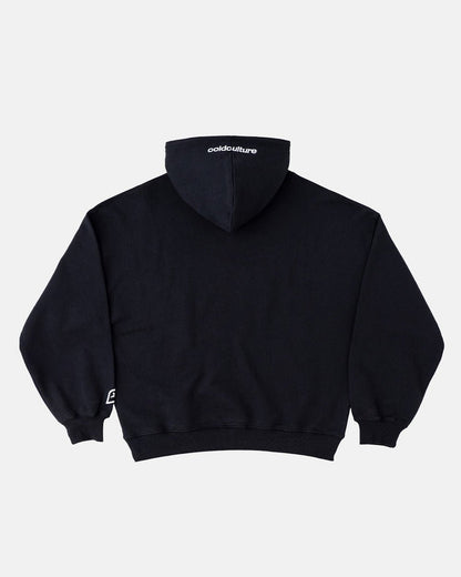 FEELING GOOD TODAY HOODIE BLACK - black oversized hoodie, back view - Cold Culture