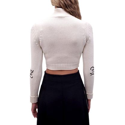 FENDI CREAM FF LOGO SWEATER - SIZE 38