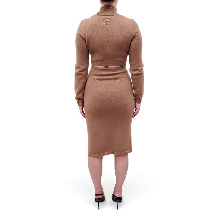FENDI KHAKI 2-PIECE KNIT SET - SIZE 40