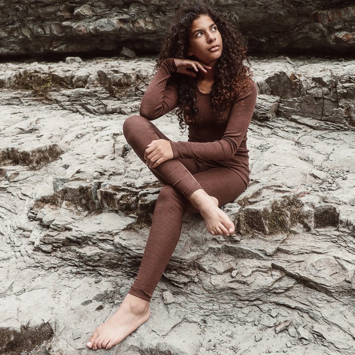 Finch Kids Leggings - Merino Wool & Silk - Squirrel