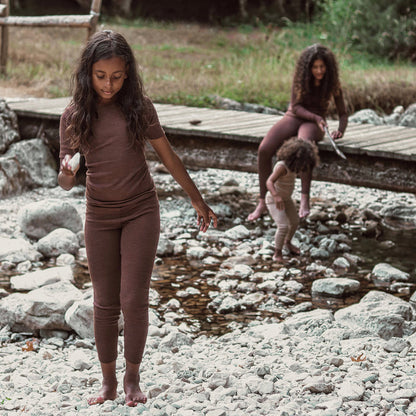 Finch Kids Leggings - Merino Wool & Silk - Squirrel