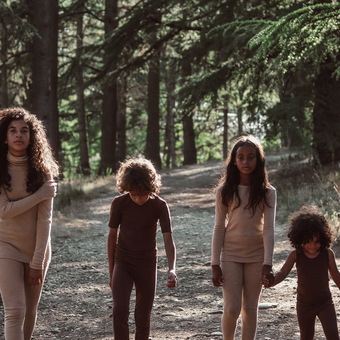 Finch Kids Leggings - Merino Wool & Silk - Squirrel