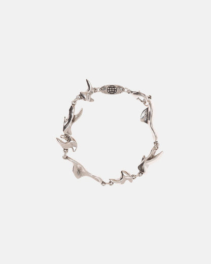 FINS BRACELET - sculpted silver chain bracelet, flat lay - Cold Culture