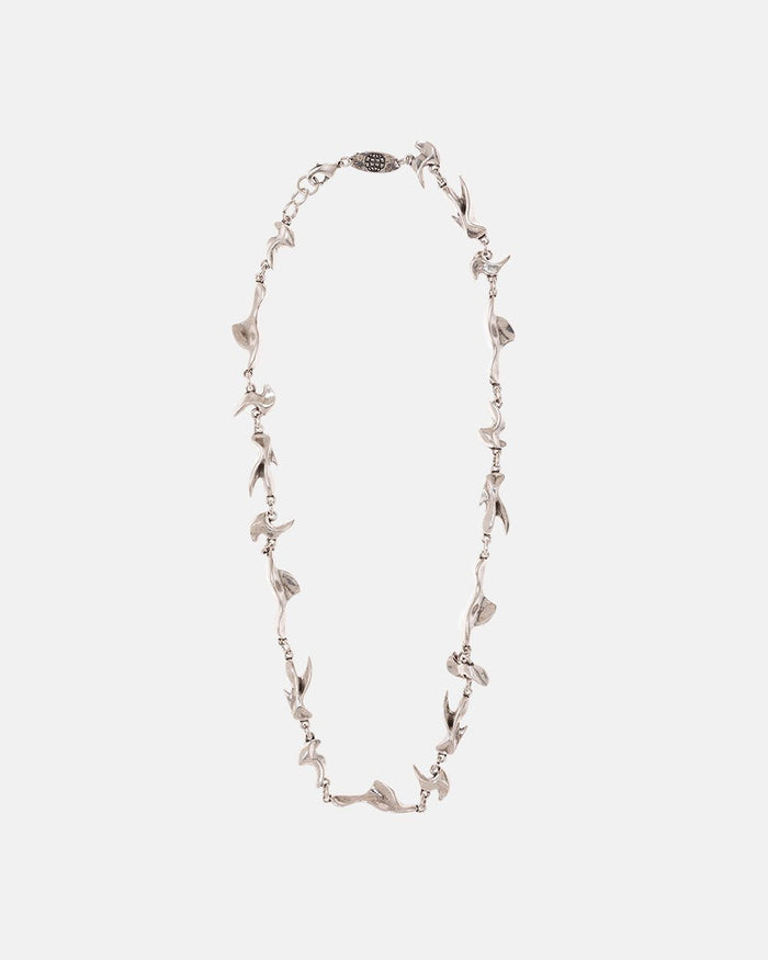 FINS NECKLACE - sculpted silver chain necklace, flat lay - Cold Culture