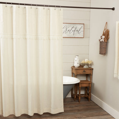 Flax and Lace Shower Curtain-Lange General Store