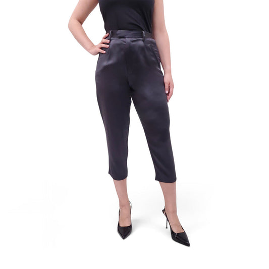 FLEUR DU MAL GREY SILK CULOTTES PANTS - SIZE 6