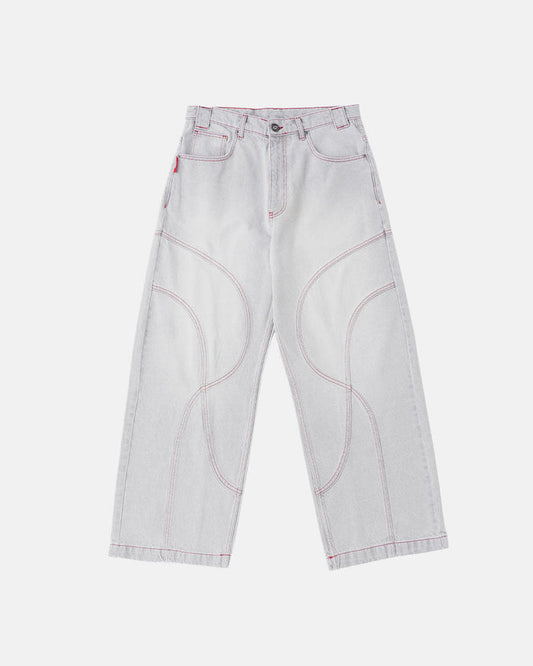 FLEX V2 PANTS LIGHT TITANIUM - light grey contrast stitch pants, front view - Cold Culture