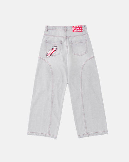 FLEX V2 PANTS LIGHT TITANIUM - light grey contrast stitch pants, back view - Cold Culture