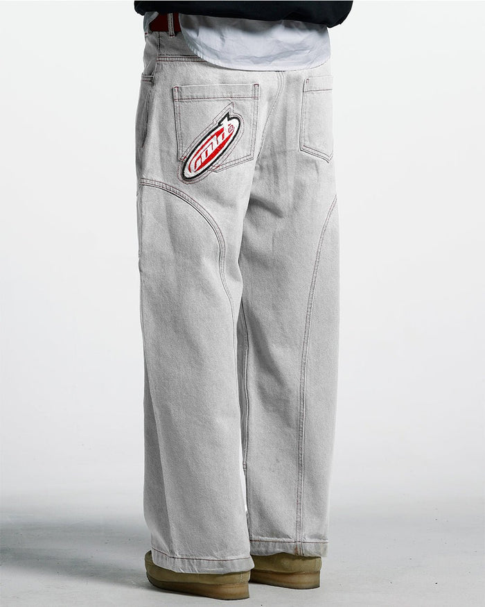 FLEX V2 PANTS LIGHT TITANIUM - light grey contrast stitch pants, back view on male model - Cold Culture #man