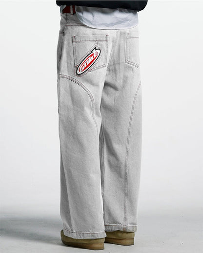FLEX V2 PANTS LIGHT TITANIUM - light grey contrast stitch pants, back view on male model - Cold Culture #man